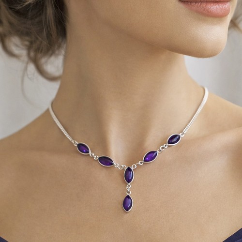 Amethyst collier kette silber - amethyst,