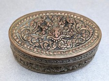 Tabatiere TABAKDOSE Jugendstil um 1900 OVAL Antik METALL Handarbeit floral