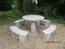 Granit Sitzgruppe 5 Teilig 1 Tisch 4 Bänke