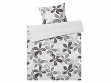 2-teilig Edel-Renforcé Bettwäsche 135x200cm Blätter Schwarz/Weiß MERADISO® 