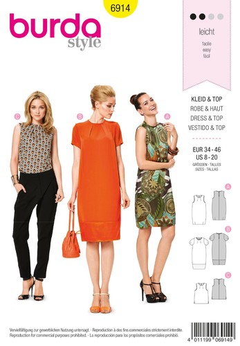 Schnittmuster kleid burda 6914 - schnittmuster,