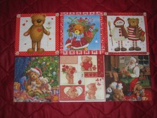 6-Servietten Set ~ Weihnachten, TEDDY-BÄR, Spielzeuge, Weihnachtsmann ~ 33x33