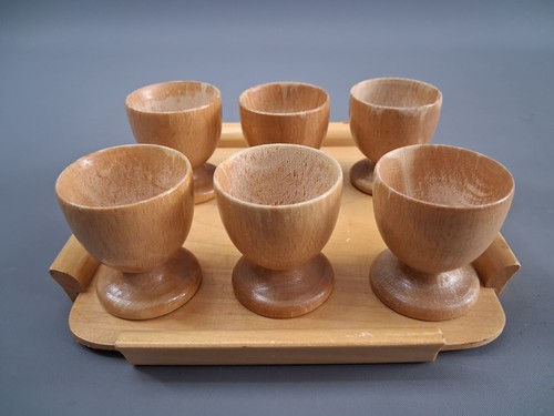 6er set holz eierbecher mit - holz,