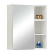 Badezimmerschrank Spiegel Wandmontage Lagerung Modern Weiß Regal Einstellbar