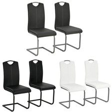 2/4/6 Esszimmerstühle Farbe wählbar Freischwinger Schwing Stuhl Kunstleder Stahl