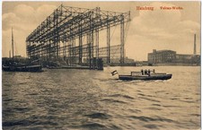 AK Hamburg Hafen Elbe mit Boot Vulcan Werft ungel. Moehlke ca. 1914