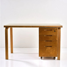 Alvar Aalto Designer Schreibtisch L-Leg mit passendem Rollcontainer