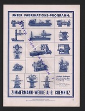 CHEMNITZ, Werbung 1927, Zimmermann-Werke AG Textil-Maschinen