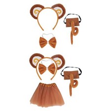 Kinder Tier Affenkostüm, weiches Affenohren Stirnband, Fliege, Schwanz, Tutu