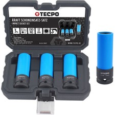 3x TECPO SCHLAGSCHRAUBER NÜSSE 17 mm KRAFT SCHONEINSÄTZE 1/2 NUSS SET ALUFELGEN
