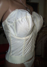 Herrlich stramme Sissy Mieder Glanz Satin Corsage 75 G ivory Long BH neu!  (q56)