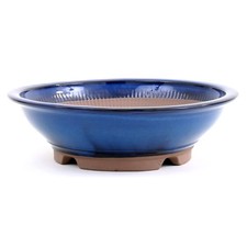 Bonsai - Schale rund 30.5 Ø x 9 cm blau  frostfest aus Japan 40020