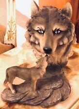 Skulptur 2 Wölfe, heulende Wölfin Indianer Wild Life! Naturgetreu!