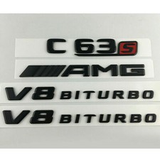 C63S AMG V8 BITURBO Schwarz Glanz Nummer Briefe Emblem Aufkleber Badge Sticker