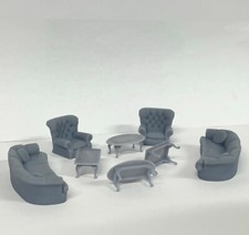 Vintage-Möbel – Sofa, Couchtisch, Sessel, 2 Sets O Maßstab 1/48
