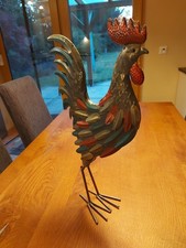 deko Skulptur Hahn, Metall, 47cm Hoch, Bunt