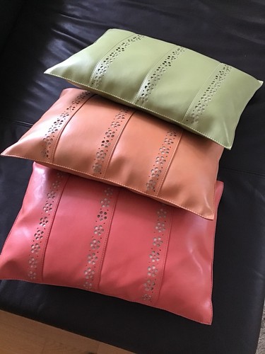 Leder kissen grün rot orange - leder,