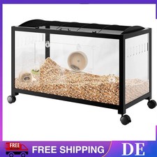 PortoAlegre Hamsterkäfig mit Rädern, Acrylseiten Rattenkäfig Nagerkäfig Schwarz