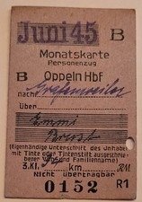 Deutsche Reichsbahn Monatskarte 1945, Oppeln Hbf - TOP ERHALTEN mit Schutzhülle!