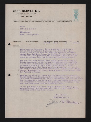 Stuttgart brief 1940 wilh - 1940,,