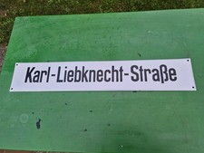original DDR VEB Emailschild/Straßenschild "Karl-Liebknecht-Straße", GDR sign