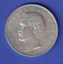 Dt. Kaiserreich Bayern 3-Mark Silbermünze König Otto 1912 D vz 