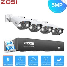 ZOSI 8CH 5MP PoE Überwachungskamera Set Aussen mit 2TB Festplatte FarbNachtsicht