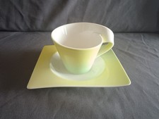 NEW WAVE Villeroy &  Boch  -  Tasse mit Teller Gedeck-Set, Porzellan, gelb grün