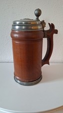 Bierkrug Holz Walzenkrug Zinndeckel Holzkrug Zunftkrug ?