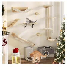 YITAHOME 7PCS Kletterwand Katzen, Katzen-Wandmöbel aus Holz, Katzen-Kletterbaum