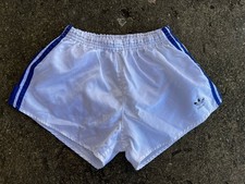 adidas Shorts 80s Weiß Blau 7 TRUE VINTAGE silky sport Beckenbauer West Germany