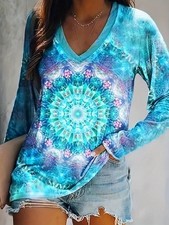 Lässiges Jersey T-Shirt - Tie-Dye-Muster