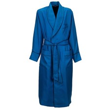 DOLCE & GABBANA Seide Robe Mantel Morgenmantel mit Gürtel Blau Schwarz 12408