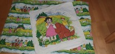 Heidi Kinder-Bettwäsche groß 70er Vintage Fabric Bedding Girl of Alps 70s Figur