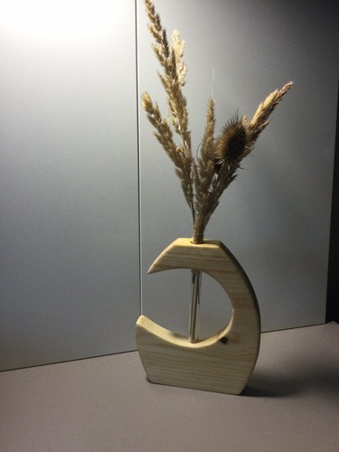 Holzvase mit reagenzglas - holzvase,