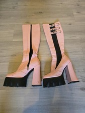 LaModa extrem Plateau Stiefel rosa Gr. 40 mit Schnallen und Stretch-Schaft
