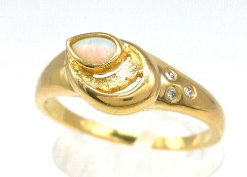 Opal diamant goldring aus - opal-diamant,