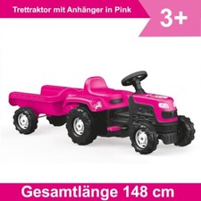 Trettraktor mit Anhänger für Mädchen Pink Einhorn Trecker ab 3 Jahren Traktor