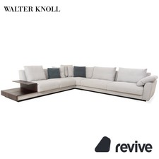 Walter Knoll Grand Suite Stoff Ecksofa Hellgrau Sofa Couch Ablage Leder