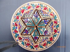 Wandteller, echt handgemalt mit Lasur, Material Ton, Stern-Motiv