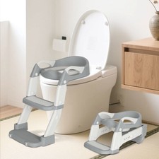 2 in 1 Toilettentrainer Toilettensitz mit Treppe Toilettenaufsatz Kindertoilette