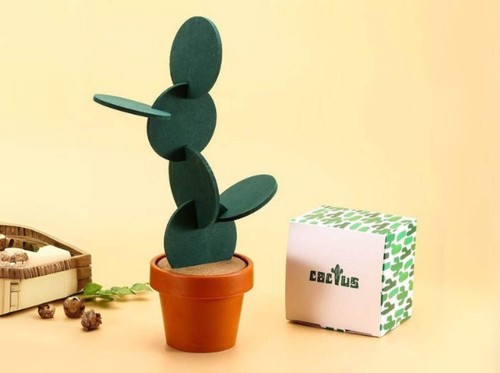 Cactus coaster set with - cactus, flower