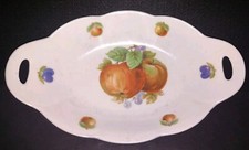 Alte Porzellan Schale oval mit Obstdekor Obstschale