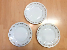 3 Kuchen-Dessertteller SORAU weiß  vergoldet Sehr schön! Durchmesser 20cm