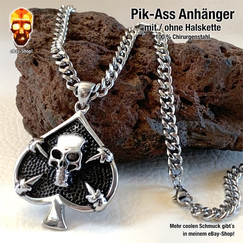 Skull pik ass anhänger - skull,