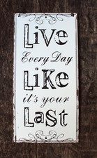 Spruchschild Live every day Dekoschild Blechschild Wanddeko Shabby