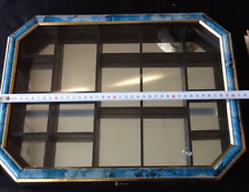 Edler Holz Blau meliert Setzkasten  mit Spiegel/Glastür/Goldleisten & 41 x 31 cm