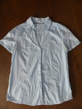 Bluse Kurzarm Gr. 38 hellblau Esprit Damenbluse Crashoptik bügelfrei