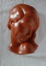 Wandmaske Guido Riffarth Keramik schöne Dame Mod. 535 50 er Jahre Rockabilly
