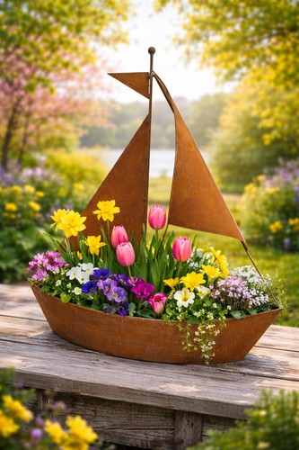 Edelrost schiff zum bepflanzen - edelrost,